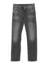 Dondup Straight-leg Black Jeans With Subtle Distressing In Gray