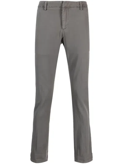 Dondup Cotton Straight-leg Trousers In Grey