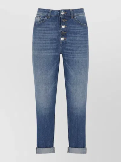 Dondup Straight Leg Cotton Jeans Rolled Cuffs In Blue