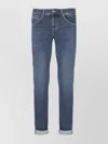 Dondup Straight Leg Cotton Jeans With Belt Loops In Blue