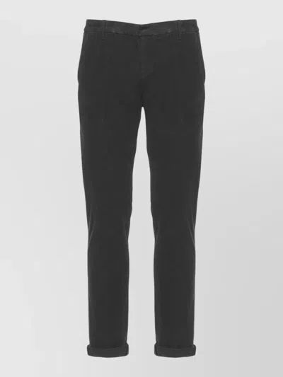 Dondup Straight Leg Cotton Trousers Corduroy Pattern In Gray