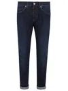 Dondup Rolled Cuffs Five-pocket Trousers With Contrast Stitching In Blue