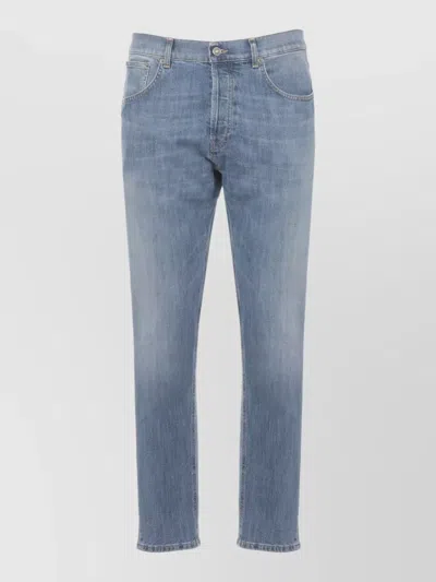 Dondup Straight Leg Denim Trousers Belt Loops In Blue