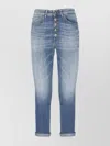 Dondup Straight Leg Denim Trousers With Rolled Cuffs In Blue