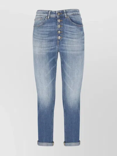 Dondup Straight Leg Denim Trousers With Rolled Cuffs In Blue