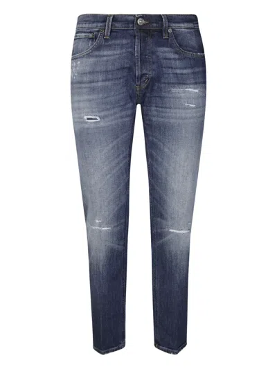 Dondup Carrot Fit Jeans With Distressed Medium Wash In Blue
