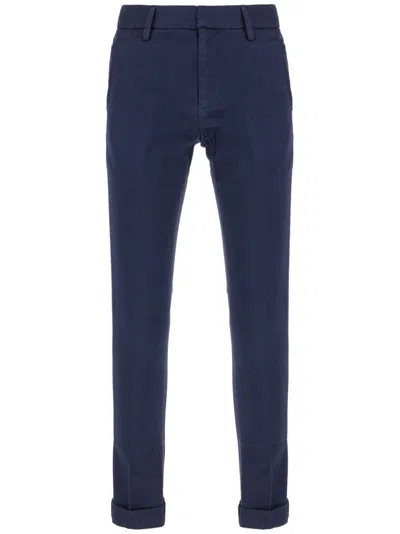 Dondup Denim Blue Stretch Cotton Blend Chino Pants In 894