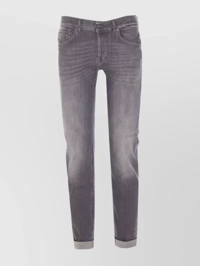 Dondup Straight Leg Trousers Belt Loops In Gray