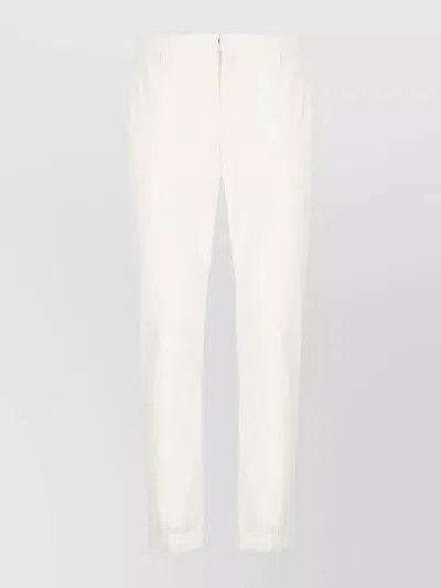 Dondup Straight Leg Trousers Rolled Cuffs In White