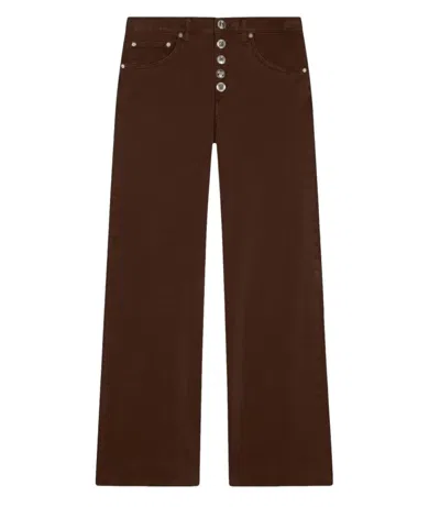 Dondup Straight-leg Trousers With Unique Button Fly In Brown