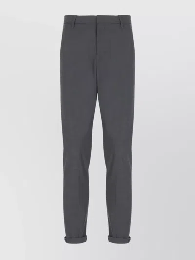 Dondup Straight Leg Wool Blend Trousers With Pockets In Blue