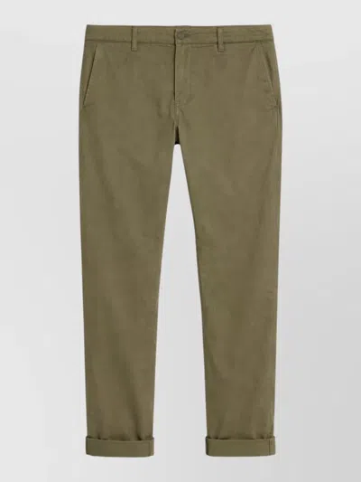 Dondup Straight Trousers Belt Loops Side And Back Pockets In Green