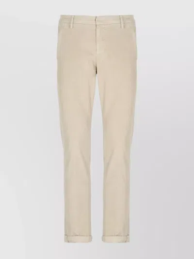 Dondup Straight Trousers With Side And Back Pockets In Neutral