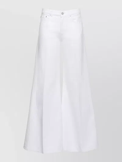 Dondup Straight Wide Leg Cotton Five Pocket Trousers In White