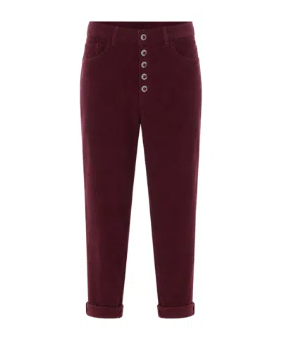Dondup Straight-leg Casual Trousers In Burgundy