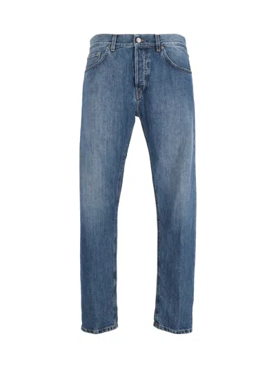 Dondup Straight-leg Jeans With Mid-rise Waist And Five-pocket Design In Blue