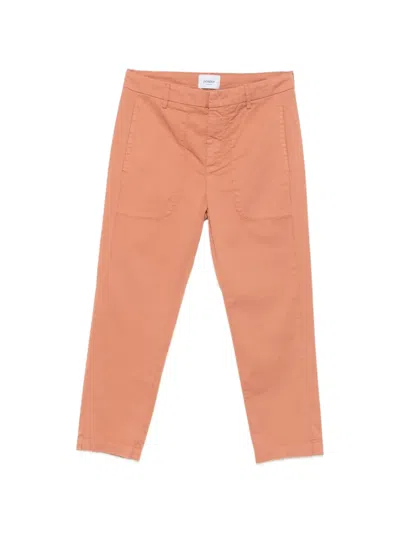 Dondup Straight-leg Logo-plaque Cotton Trousers In Orange
