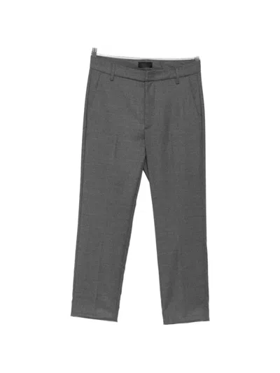 Dondup Straight-leg Wool Trousers In Gray
