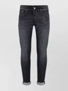 Dondup Stretch Cotton Jeans Roll-up Cuffs In Black