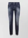 Dondup Dian Belt Loop Contrast Stitching Trousers In Blue