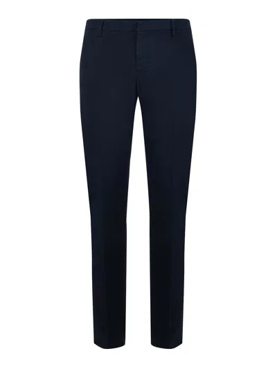 Dondup Stretch Gabardine Trousers In Blue