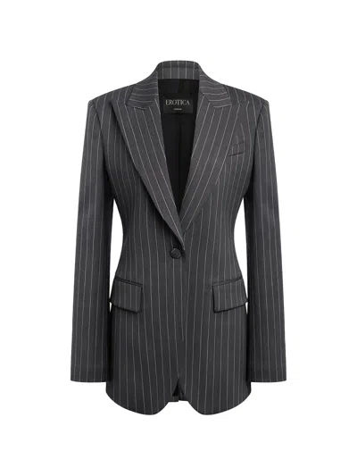 Dondup Striped Blazer In Gray
