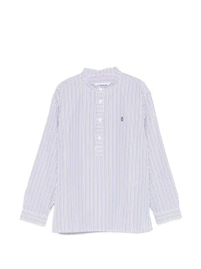 Dondup Kids' Striped Collarless Polo Shirt In White