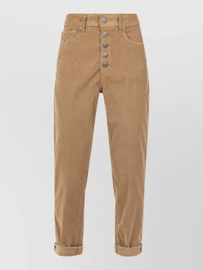 Dondup Striped Cropped Trousers In Brown