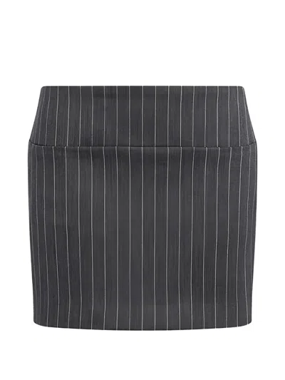 Dondup Striped Mini Skirt In Gray