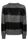Dondup Striped Mohair Blend Sweater In Black