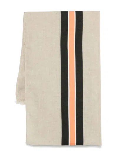 Dondup Striped Scarf In Brown