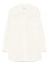 Dondup Relaxed Fit White Button-down Shirt With Chest Pockets In Neutrals