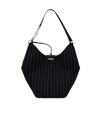 Dondup Striped Shoulder Bag In Black