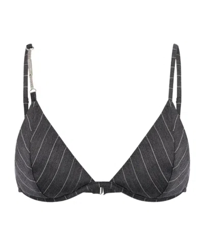 Dondup Striped Wool Bra In Gray