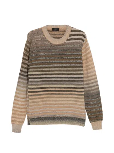 Dondup Striped Wool-blend Sweater In Brown