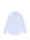 Dondup Stripe-pattern Embroidered-logo Shirt In Blue