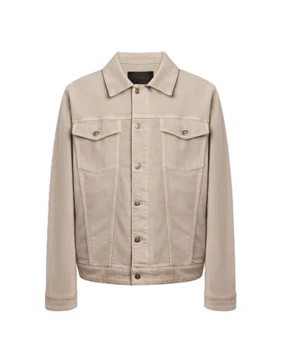 Dondup Structured Beige Denim Jacket With Flap Pockets In Neutral