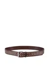 Dondup Studded Leather Belt In Brown