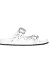 Dondup Studded Leather Slides In White