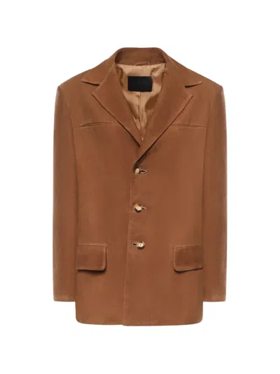 Dondup Suede Leather Jacket In Brown