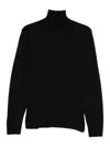Dondup High Ribbed Turtleneck Black Wool Sweater In Black