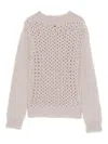 Dondup Open-knit Turtle-neck Sweater With Textured Pattern In Neutral