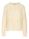 Dondup Embroidered Crewneck Sweater In Nude