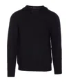 Dondup Crewneck Sweater With Ribbed Collar And Cuffs In Black