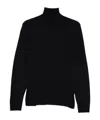 Dondup High Ribbed Turtleneck Black Wool Sweater In Black