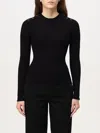Dondup Ribbed Black Sweater With Decorative Shoulder Buttons In Black