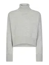 Dondup Cropped Grey Wool Sweater With High Neck In Gray