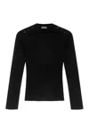 Dondup Ribbed Black Sweater With Decorative Shoulder Buttons In Black
