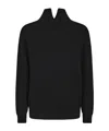 Dondup High Collar Sweater With Split Design And Textured Ribbing In Black