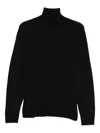 Dondup High Ribbed Turtleneck Black Wool Sweater In Black